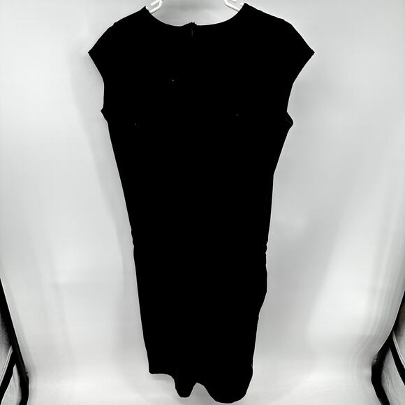 Albion Going Places Blouson Dress Tie Waist Cap Sleeve Zip Pockets Black S Tall - Picture 5 of 5